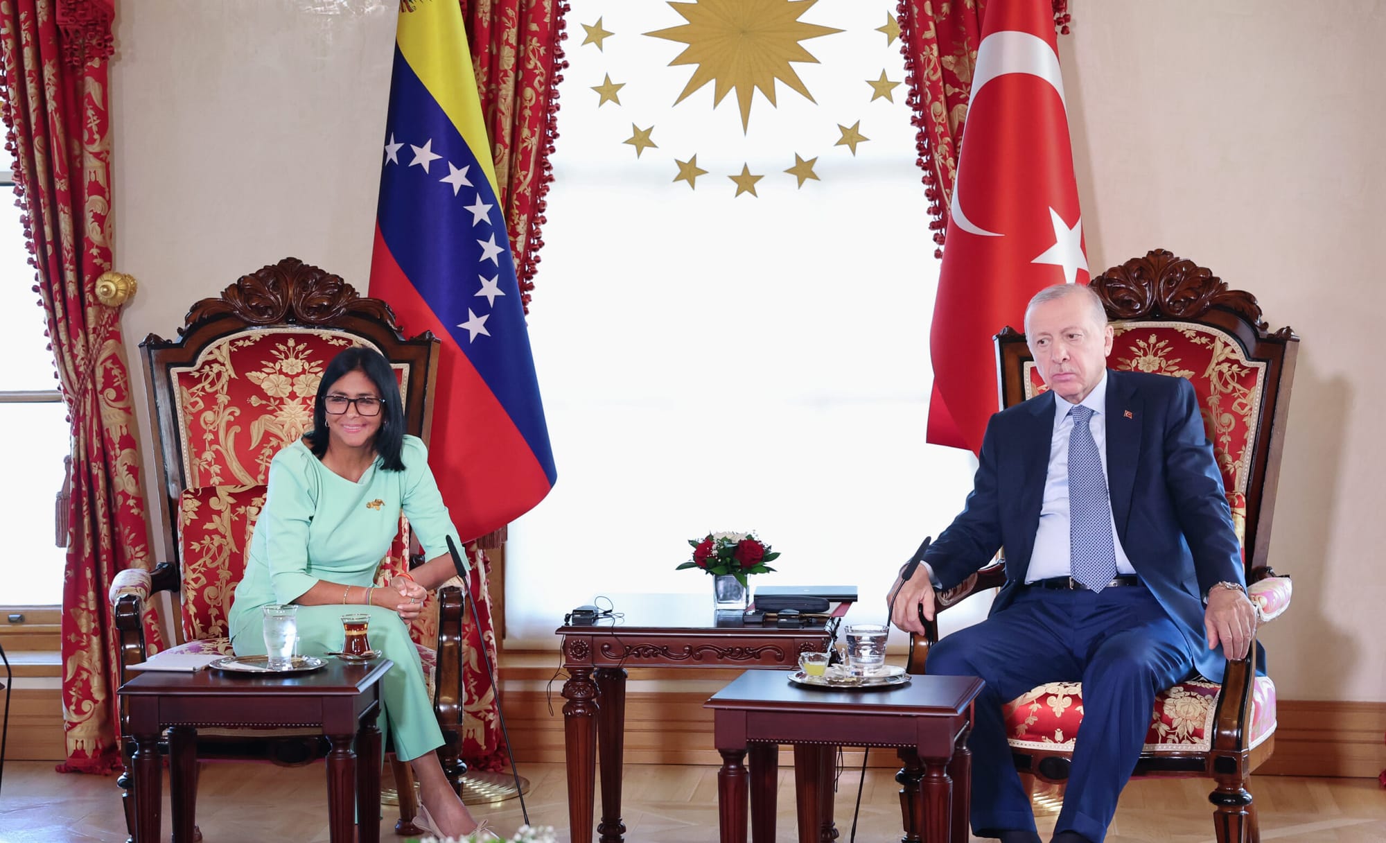 Presidenta (E) Delcy Rodríguez se reúne con el presidente de la República de Türkiye, Recep Tayyip Erdogan