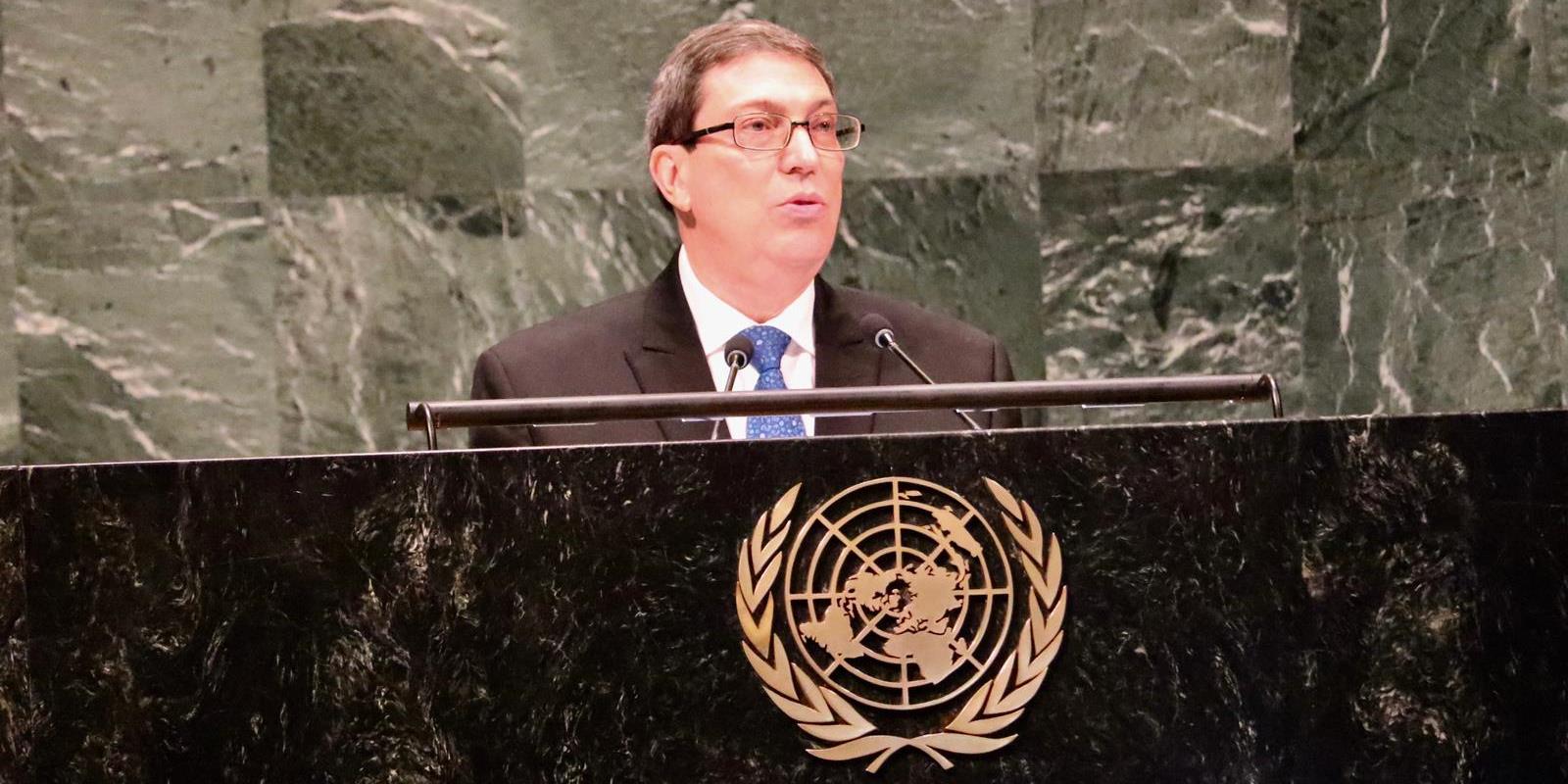 Discurso del Canciller Bruno Rodríguez en la ONU contra el bloqueo económico impuesto por EEUU a Cuba.