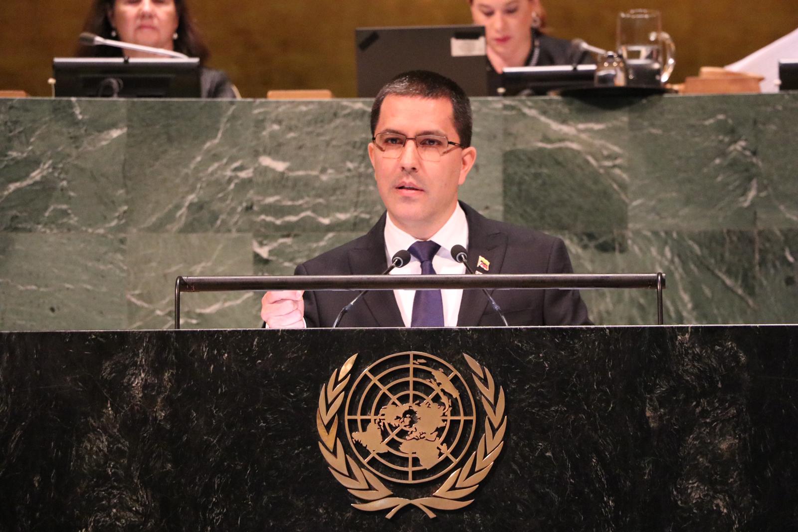 Discurso del canciller Jorge Arreaza en la ONU a próposito de conmemorarse el Día Internacional del Multilateralismo y la Diplomacia de Paz.