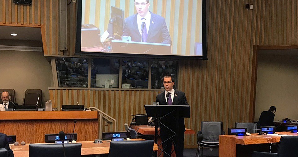 Intervención del canciller Jorge Arreaza en nombre del Mnoal durante reunión de la Asamblea General de la ONU.