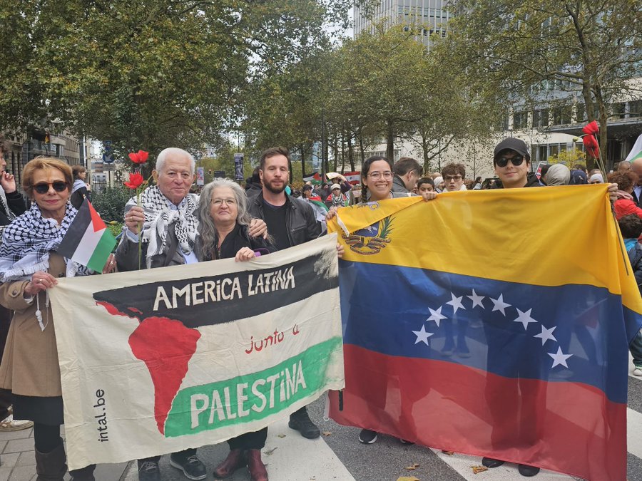 Misión ante la Unión Europea participa en manifestación en favor de Palestina