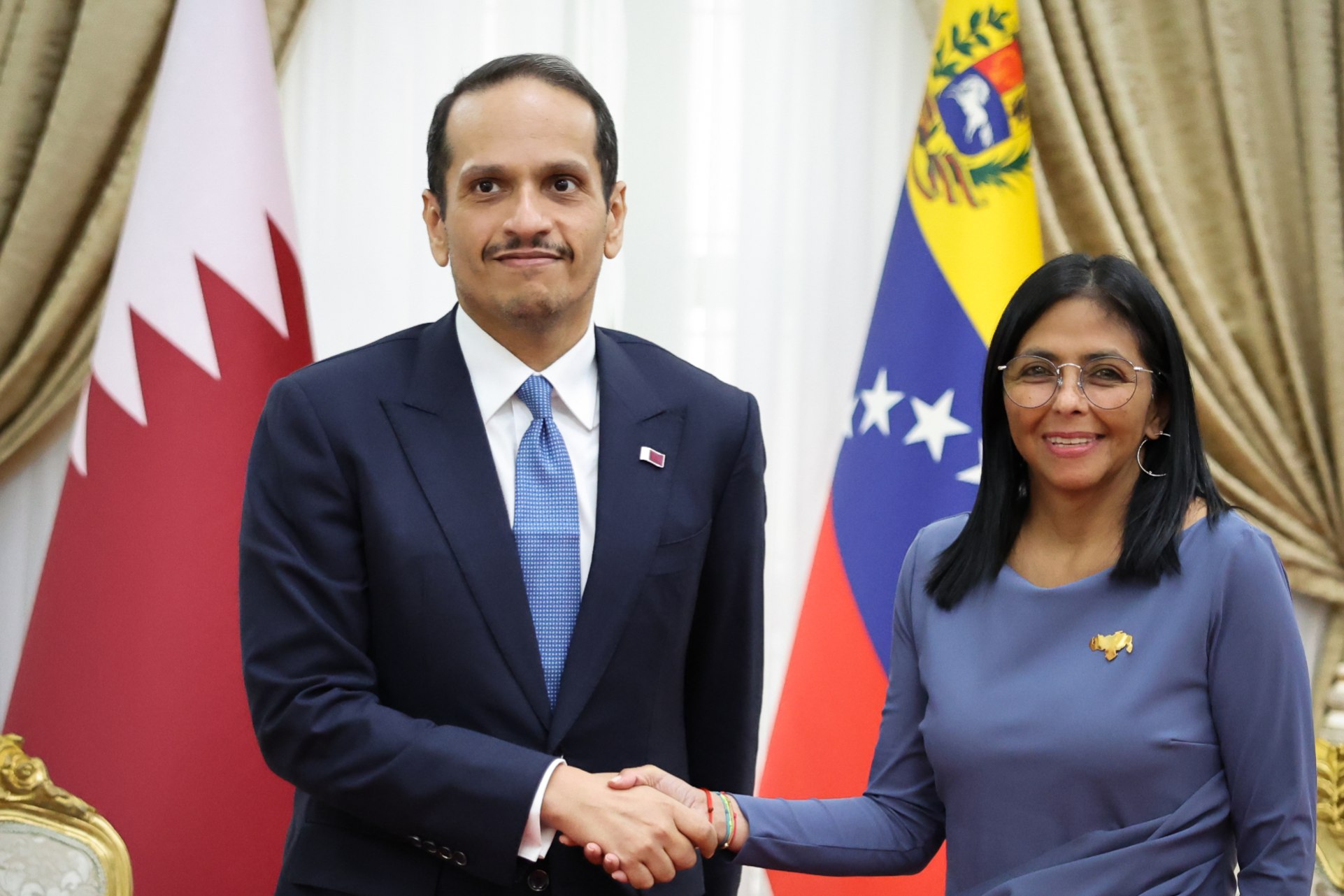 Presidenta (E) Delcy Rodríguez recibe en el Palacio de Miraflores al Primer Ministro de Qatar, Mohammed Bin Abdulrahman Al Thani
