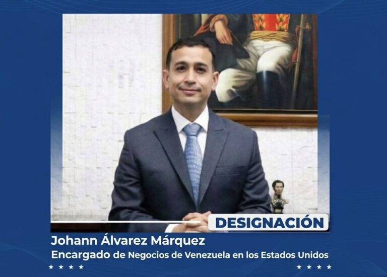 Johann Álvarez Márquez es designado como nuevo Encargado de Negocios de Venezuela en EE.UU.