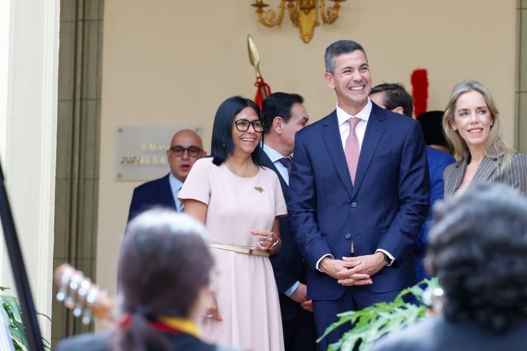 Presidenta Delcy Rodríguez recibe en Miraflores al mandatario paraguayo Santiago Peña en visita de trabajo