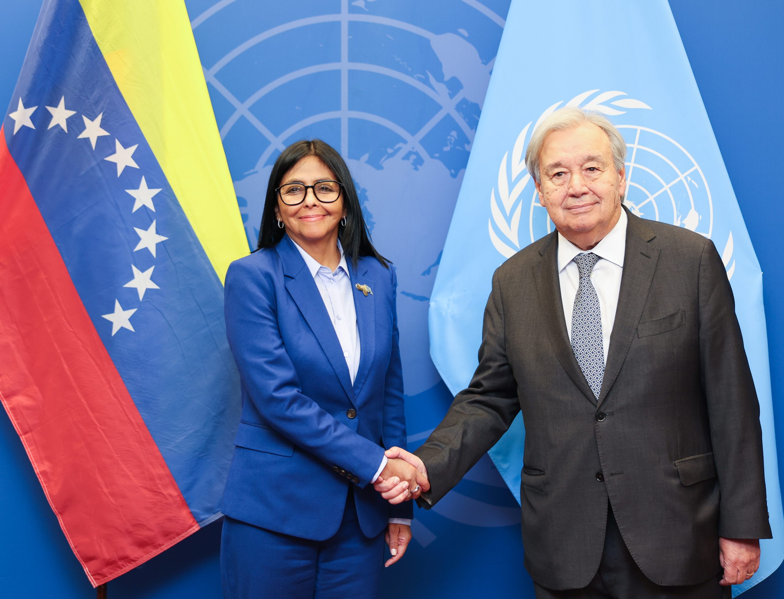 Presidenta Delcy Rodríguez se reúne con el secretario general António Guterres, en la sede de Naciones Unidas