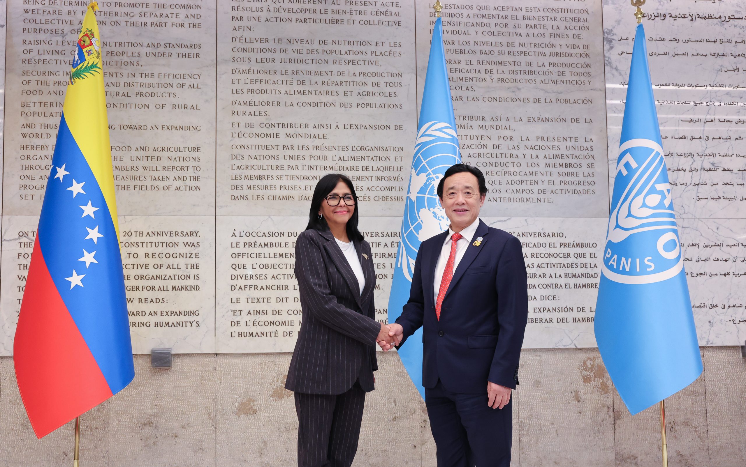 Presidenta Delcy Rodríguez llega a la sede de la FAO en Roma para incorporarse al Foro Mundial de la Alimentación 2026