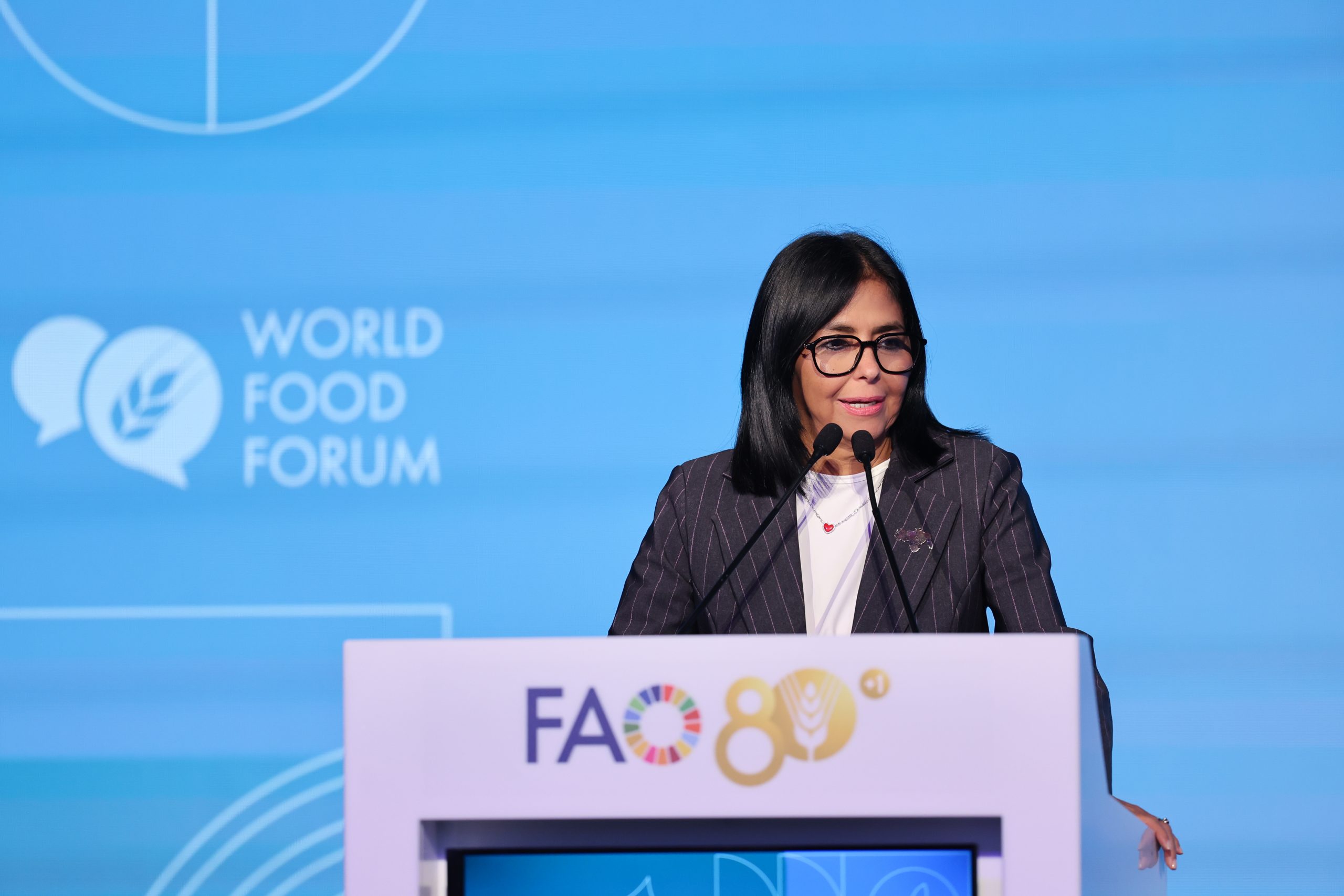 Presidenta Delcy Rodríguez participa en la plenaria del Foro Mundial de la Alimentación de la FAO