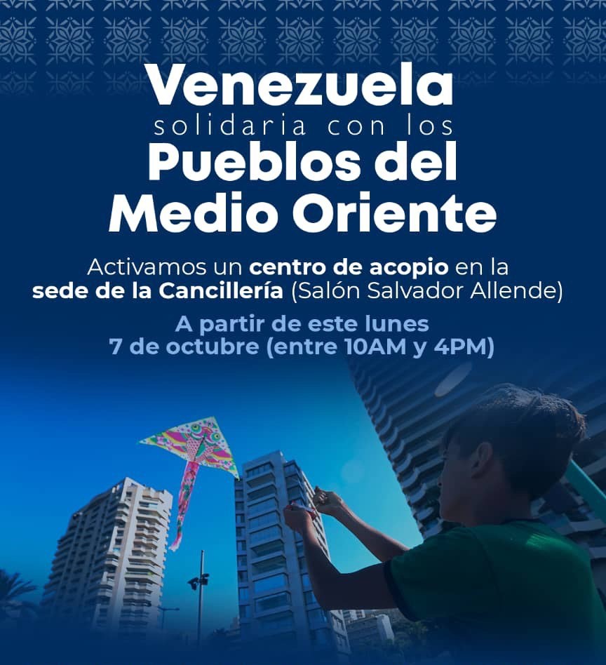 Cancillería activa centro de acopio en solidaridad con pueblos de Medio Oriente