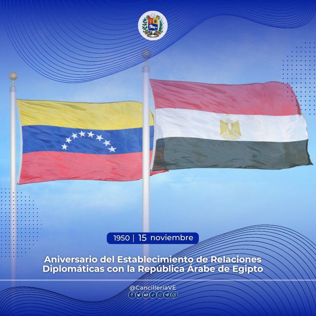 Venezuela y Egipto celebran 74 años de relaciones diplomáticas