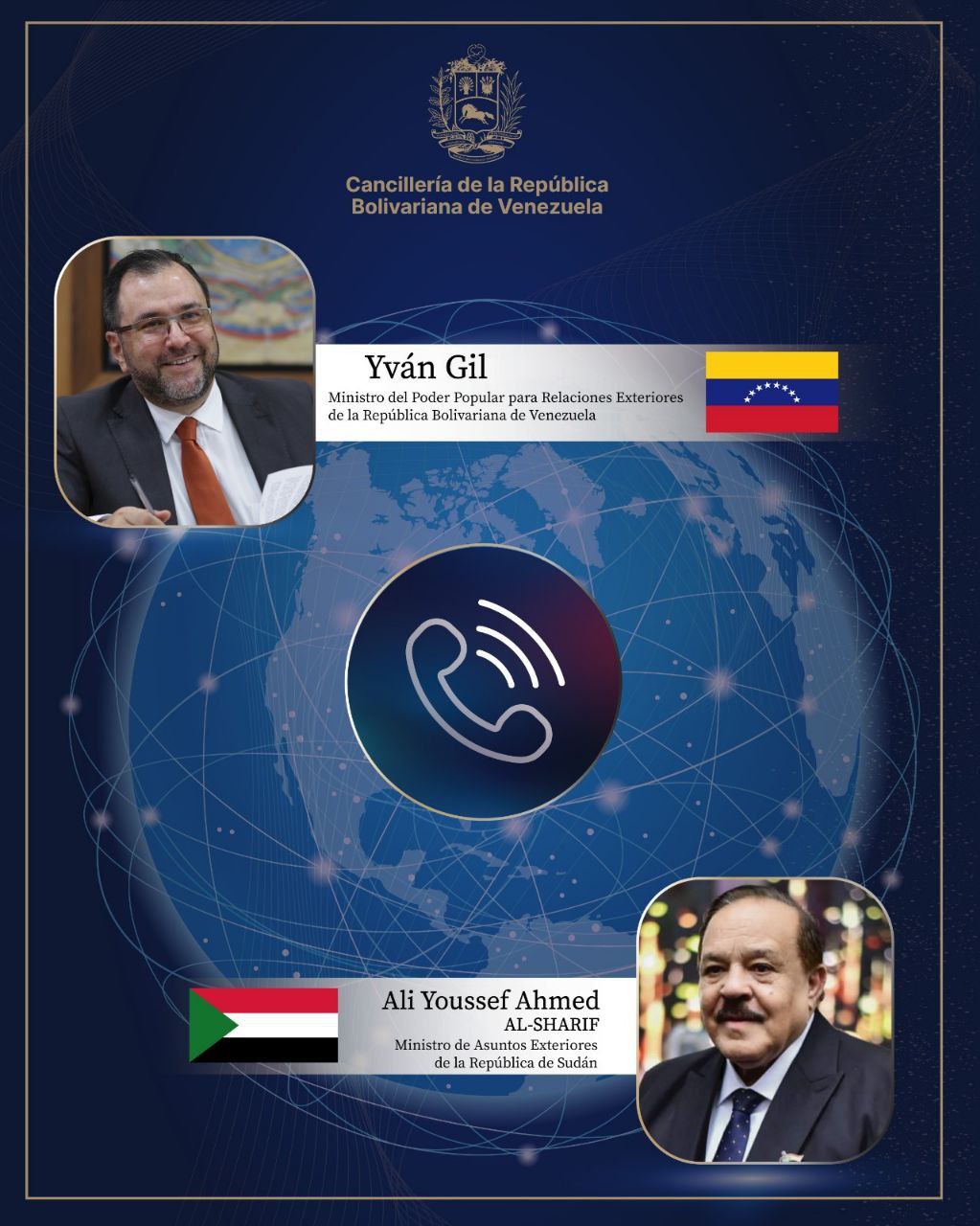 Venezuela y Sudán revisan cooperación en contacto telefónico