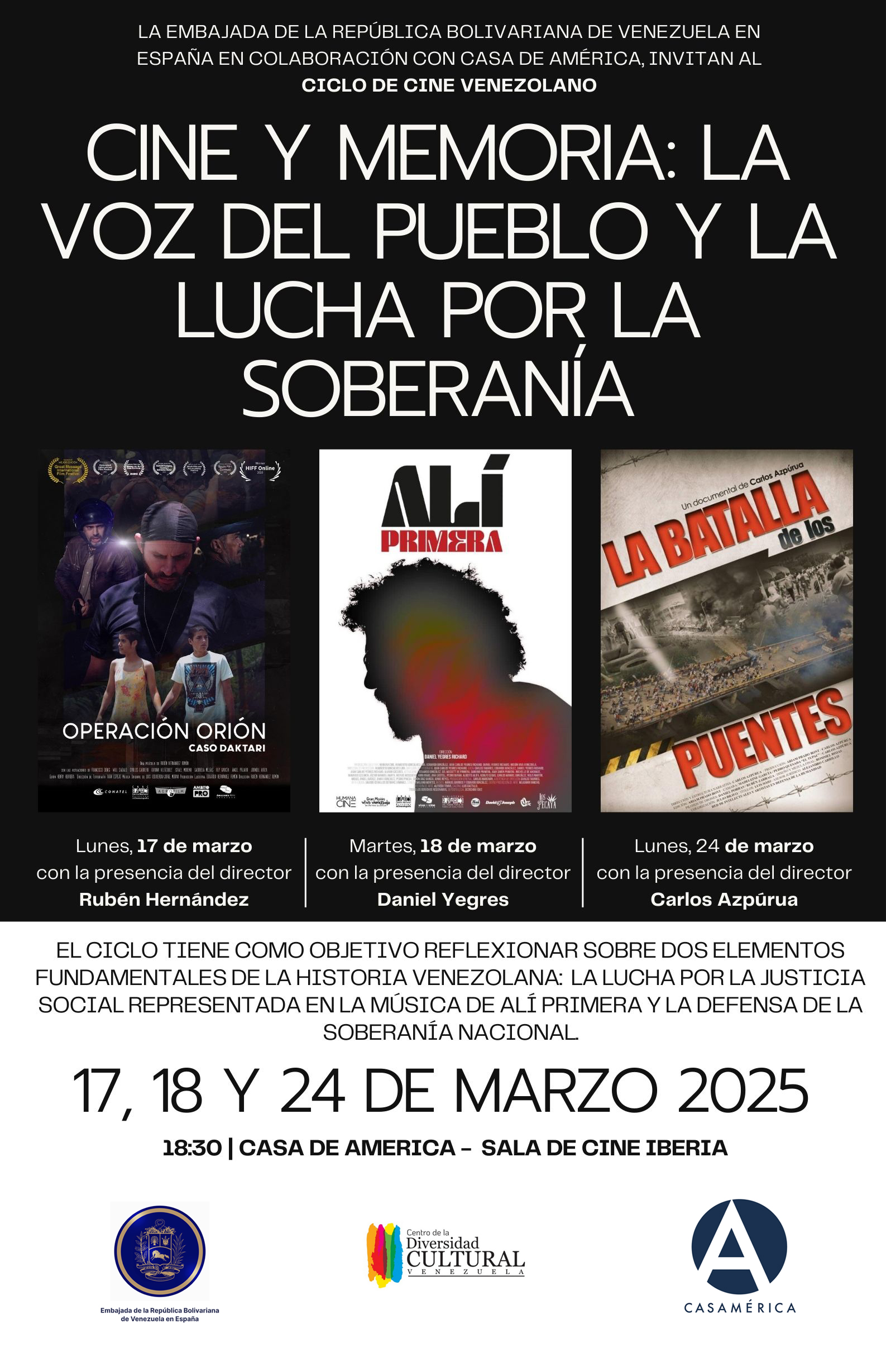 Embajada de Venezuela en España presenta Ciclo de Cine en Casa de América
