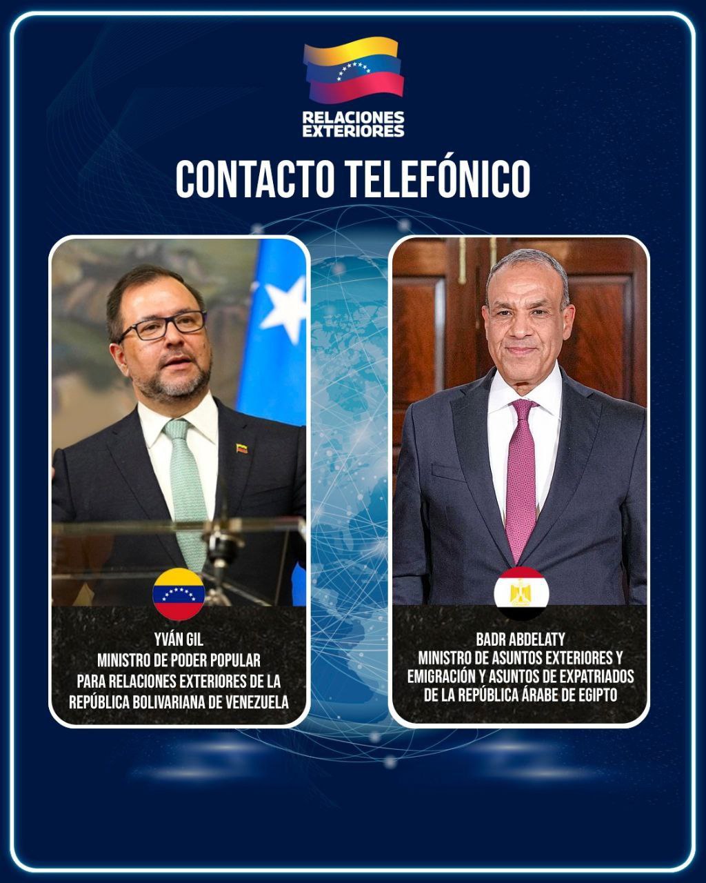 Venezuela y Egipto reafirman sólida relación bilateral