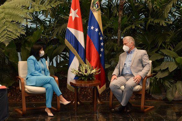 Presidente Díaz-Canel se reúne con la vicepresidenta Delcy Rodríguez para afianzar relaciones bilaterales