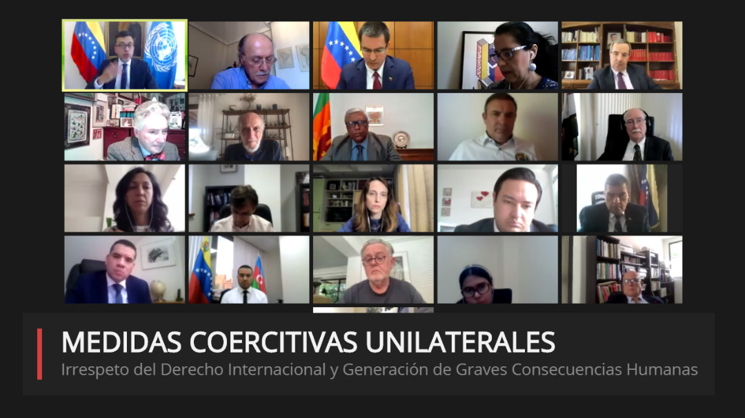 Canciller Arreaza inaugura videoconferencia «Medidas Coercitivas Unilaterales: Irrespeto del Derecho Internacional y graves consecuencias humanas»