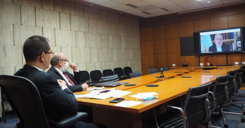Canciller Arreaza sostiene reunión telemática con su homólogo de Irán Javad Zarif
