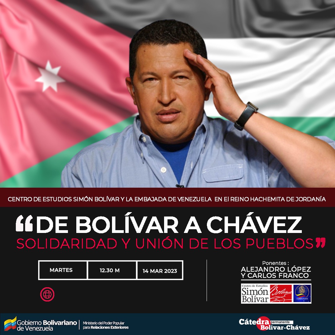 Embajada de Venezuela en Jordania inaugura la cátedra “De Bolívar a Chávez”